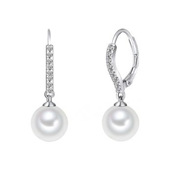 Cercei decorati cu zirconia si perle