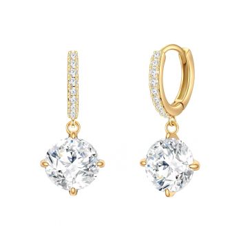 Cercei placati cu aur de 14K - cu zirconia