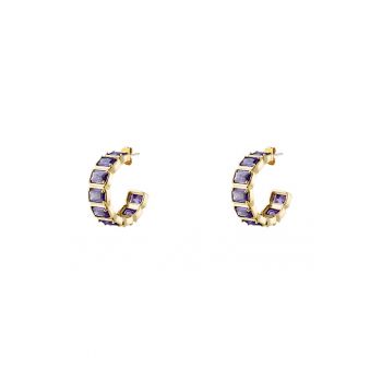 Cercei placati cu aur de 18K si decorati cu zirconia