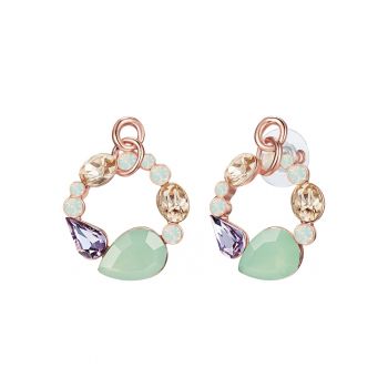 Cercei placati cu aur rose de 14K si decorati cu cristale