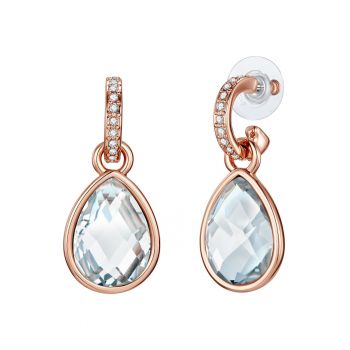 Cercei placati cu aur rose de 14K si decorati cu cristale