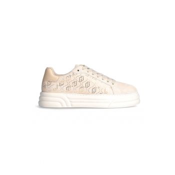 Pantofi sport de piele cu aplicatii cu strasuri