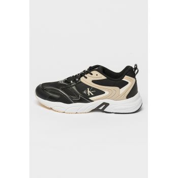 Pantofi sport de piele ecologica cu insertii din material textil