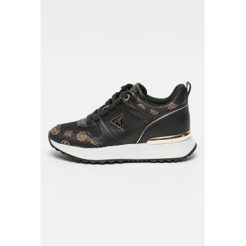Pantofi sport de piele ecologica cu logo