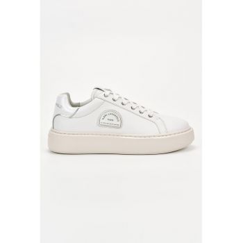 Pantofi sport din piele cu aplicatie logo metalica