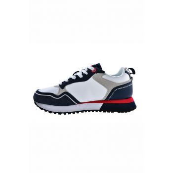 Pantofi sport din piele ecologica si garnituri din material textil