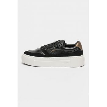Pantofi sport flatform cu garnituri de piele intoarsa