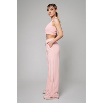 Set de top crop cu decolteu racerback si pantaloni de trening Lineea