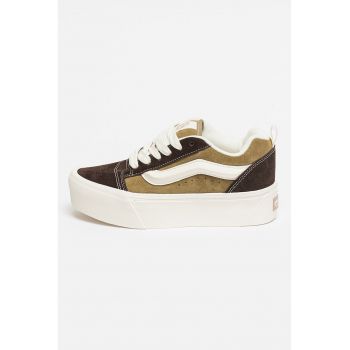 Tenisi flatform de piele intoarsa cu aspect contrastant Knu Stack