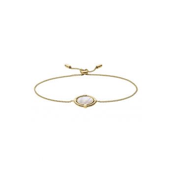 Bratara ajustabila de otel inoxidabil cu mother of pearl - Auriu/Alb prafuit