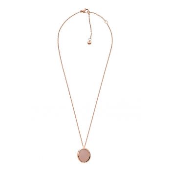 Colier de otel inoxidabil cu pandantiv quartz rose - Auriu rose