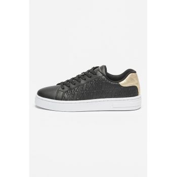 Pantofi sport de piele ecologica cu model monograma