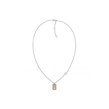 Colier din lant cu zirconia - Argintiu/Auriu rose