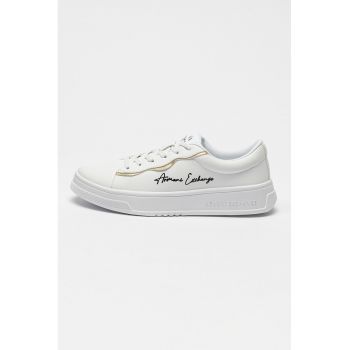 Pantofi sport de piele ecologica cu logo