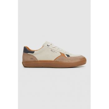 Pantofi sport low-cut de piele intoarsa si piele ecologica