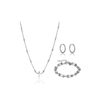 Set de colier - bratara si cercei din otel inoxidabil - 3 piese