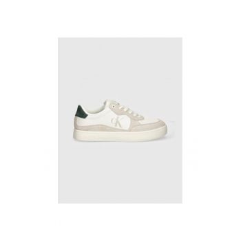 Sneakers barbati Classic Cupsole Iconic Nylon - cu insertii de piele intoarsa si logo - Alb