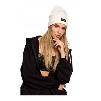 Beanie dama Good Vibes -  Bumbac - Crem deschis - Marime Universala