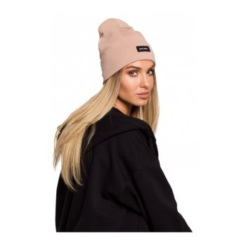 Beanie dama Good Vibes -  Bumbac - Roz prafuit - Marime Universala