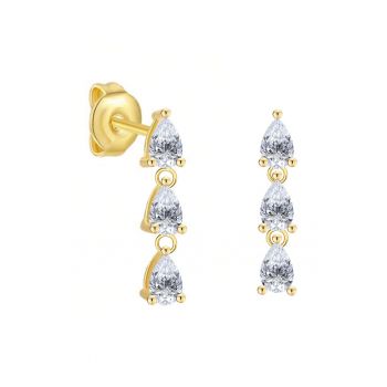 Cercei placati cu aur de 14K si decorati cu pietre zirconia