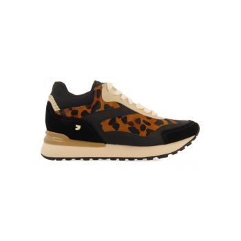 Pantofi sport cu animal print si garnituri din piele intoarsa