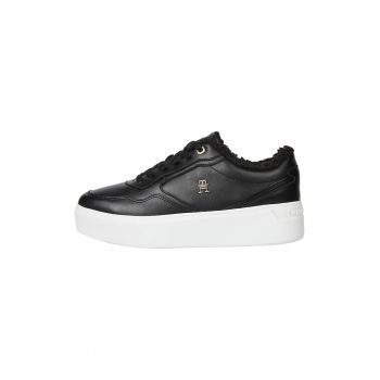 Pantofi sport de piele cu platforma si captuseala de blana