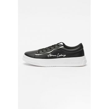 Pantofi sport de piele ecologica cu logo
