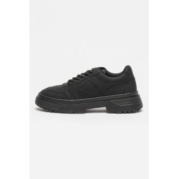 Pantofi sport de piele ecologica cu sireturi