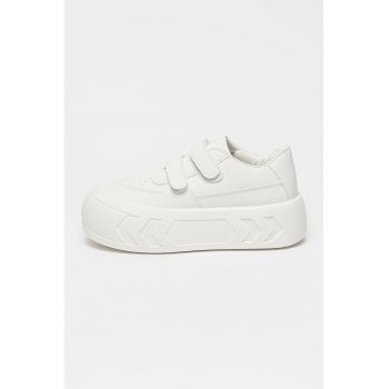 Pantofi sport flatform din piele ecologica cu benzi velcro