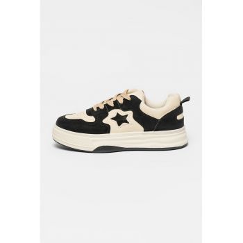 Pantofi sport low-cut din piele ecologica cu aspect colorblock