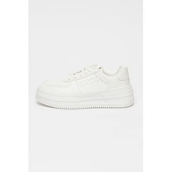 Pantofi sport uni din piele ecologica cu perforatii