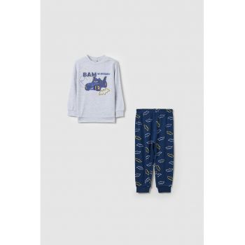 Pijama cu decolteu la baza gatului si imprimeu cu desene