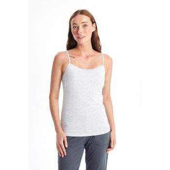 Top slim fit din amestec de bumbac