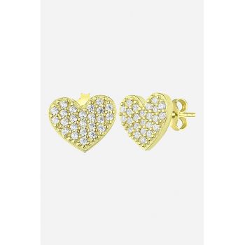 Cercei de argint 925 cu zirconia - in forma de inima