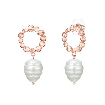 Cercei placati cu aur rose de 14K cu perle
