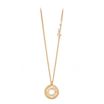 Colier decorat cu Mother of Pearl si zirconia Vezzosa - Alb optic - Auriu