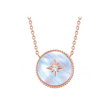 Colier placat cu aur de 18K si decorat cu cristal si Mother of Pearl