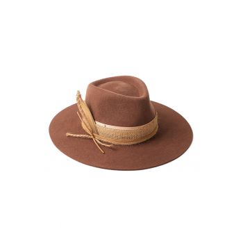 Palarie unisex din lana cu pene decorative
