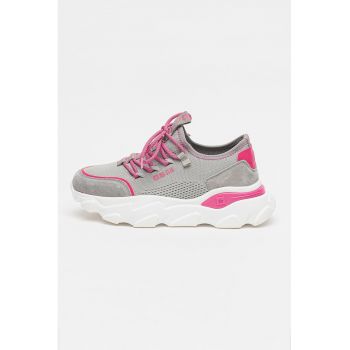 Pantofi sport cu aspect tricotat si model slip-on