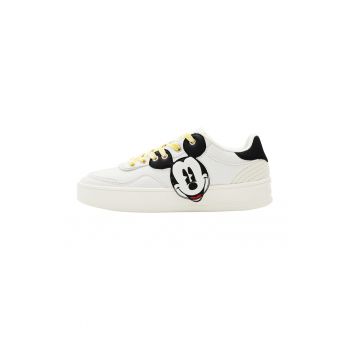 Pantofi sport de piele ecologica cu imprimeu Mickey Mouse