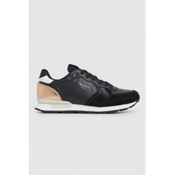 Pantofi sport low-cut cu detalii de piele intoarsa