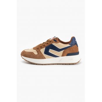 Pantofi sport low-cut cu garnituri de piele intoarsa