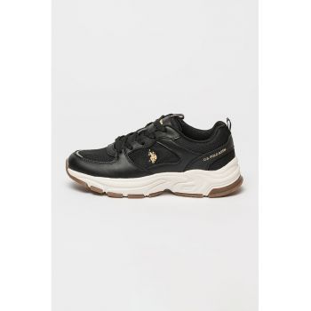 Pantofi sport wedge de piele ecologica si plasa Sorley