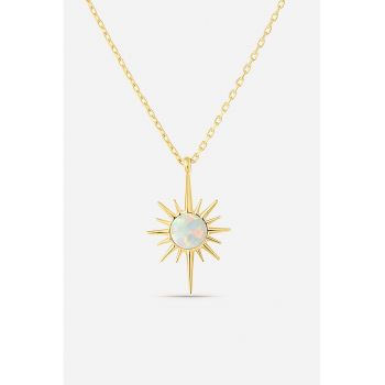Colier de argint veritabil 925 cu pandantiv soare din opal