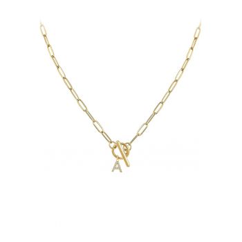 Colier din lant cu zirconia Initial Toggle