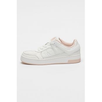 Pantofi sport cu insertii din piele si logo stantat