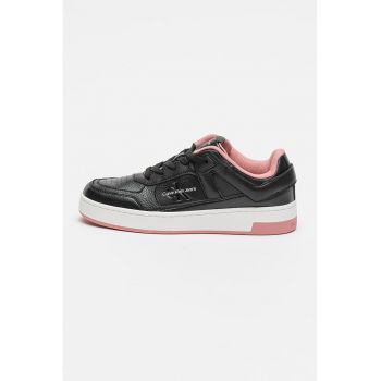 Pantofi sport cu insertii din piele si logo stantat