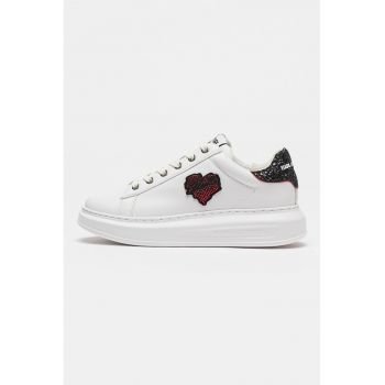 Pantofi sport de piele cu logo si strasuri Heart of Karl