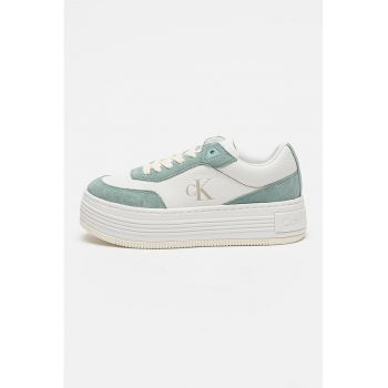 Pantofi sport flatform din piele si piele intoarsa Bold