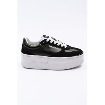 Pantofi sport flatform din piele si piele intoarsa